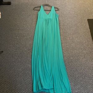 New York & Company Stretch Turquoise Maxi Dress LG